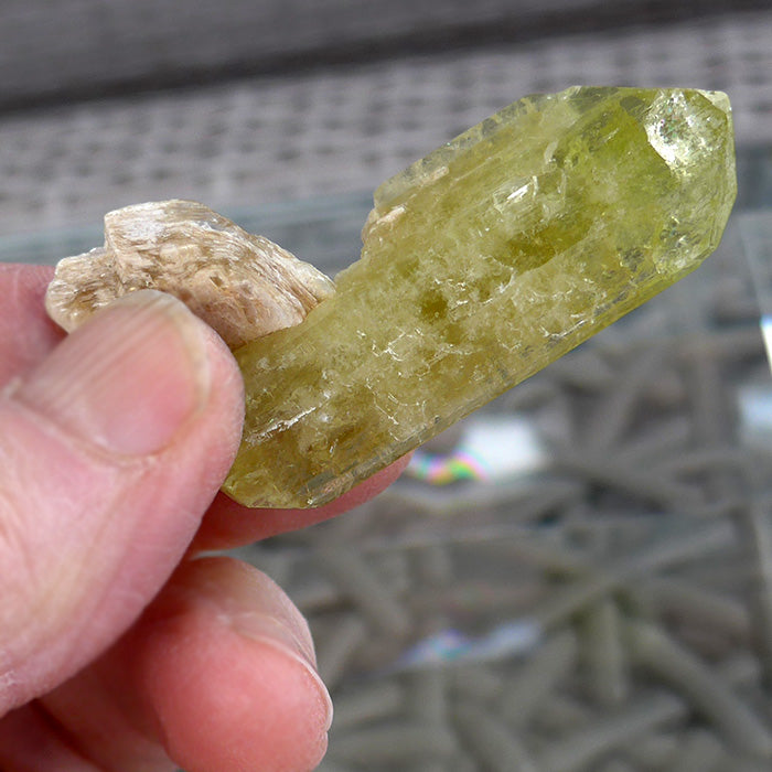 Brazilianite Gemstone DT Point with Mica