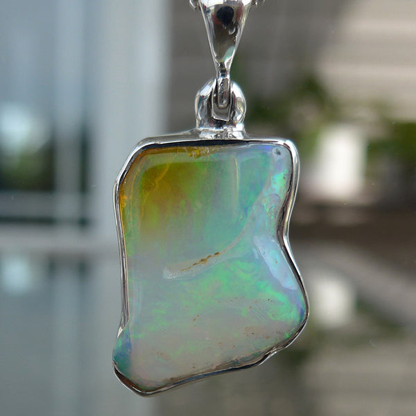 Brilliant Blue Green Orange Opal Pendant