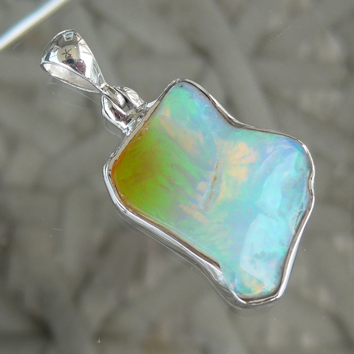 Brilliant Blue Green Orange Opal Pendant