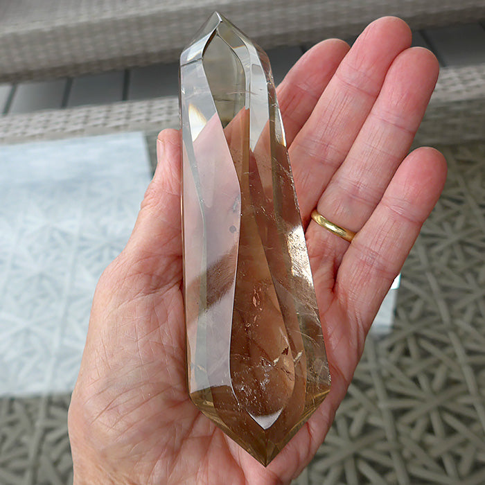 Long Zambian Citrine Infinite Energy Wand with Mirrors and Fairy Dust by Kings Amao