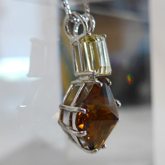 Citrine Magician Stone with Emerald Cut Golden Beryl Crown