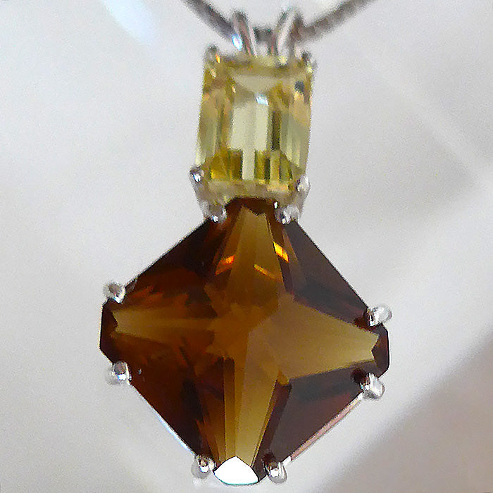 Citrine Magician Stone with Emerald Cut Golden Beryl Crown