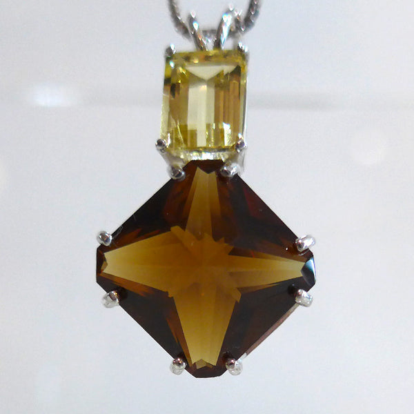 Citrine Magician Stone with Emerald Cut Golden Beryl Crown