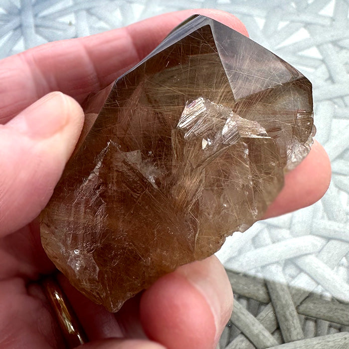 Spinning Smoky Citrine Sphere on Golden Rutile Quartz Base with Huge Manifestation Crystal by Brian Cook