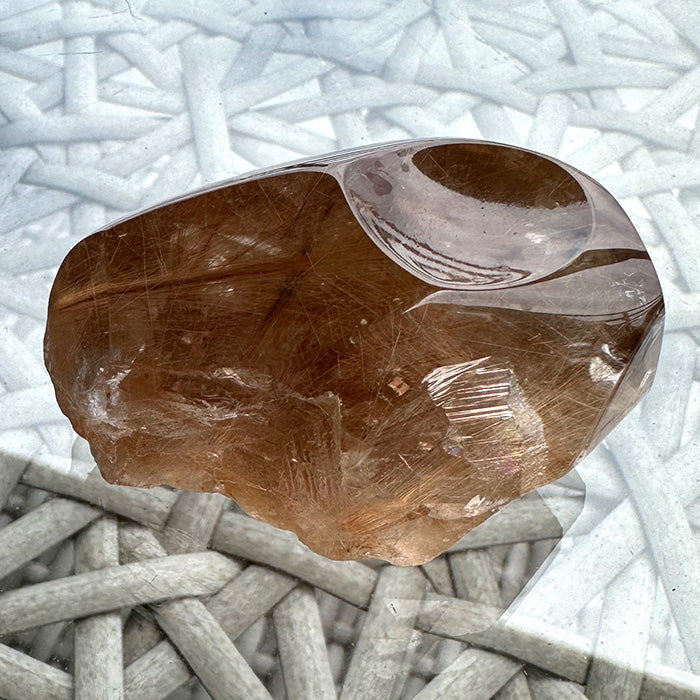 Spinning Smoky Citrine Sphere on Golden Rutile Quartz Base with Huge Manifestation Crystal by Brian Cook