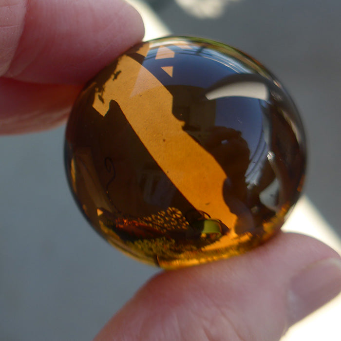 Spinning Smoky Citrine Sphere on Golden Rutile Quartz Base with Huge Manifestation Crystal by Brian Cook