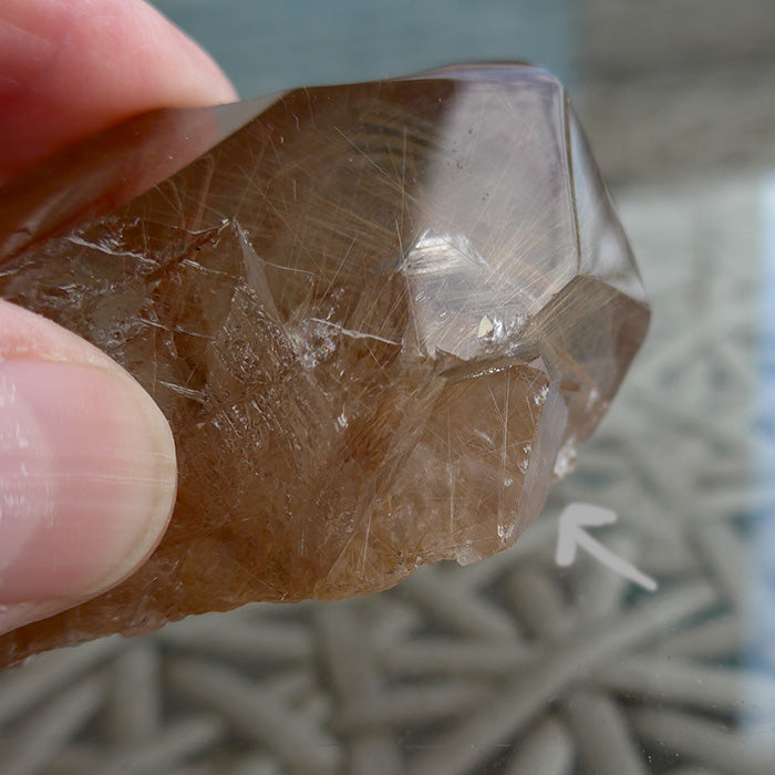 Spinning Smoky Citrine Sphere on Golden Rutile Quartz Base with Huge Manifestation Crystal by Brian Cook