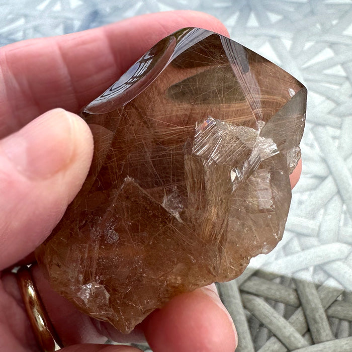 Spinning Smoky Citrine Sphere on Golden Rutile Quartz Base with Huge Manifestation Crystal by Brian Cook