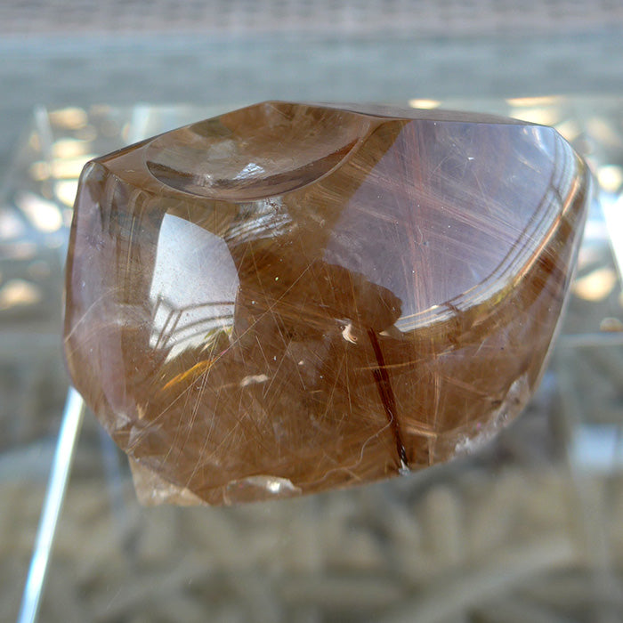 Spinning Smoky Citrine Sphere on Golden Rutile Quartz Base with Huge Manifestation Crystal by Brian Cook