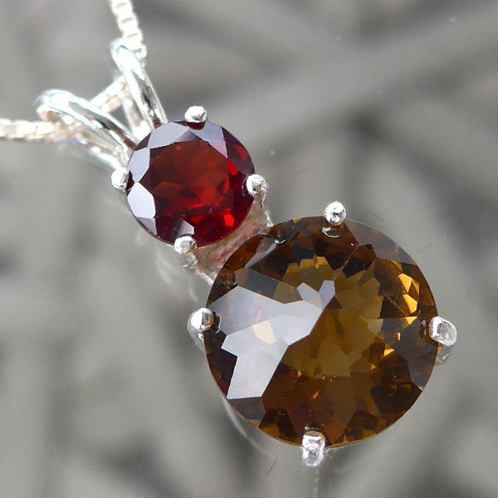 Citrine Mini Radiant Heart with Round Rich Red Garnet Crown