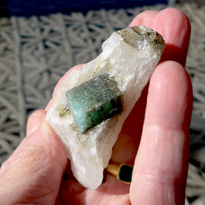 Emerald in Rosy Quartz Meditation Stone