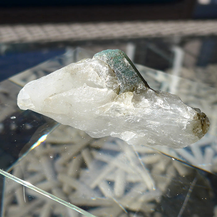 Emerald in Rosy Quartz Meditation Stone