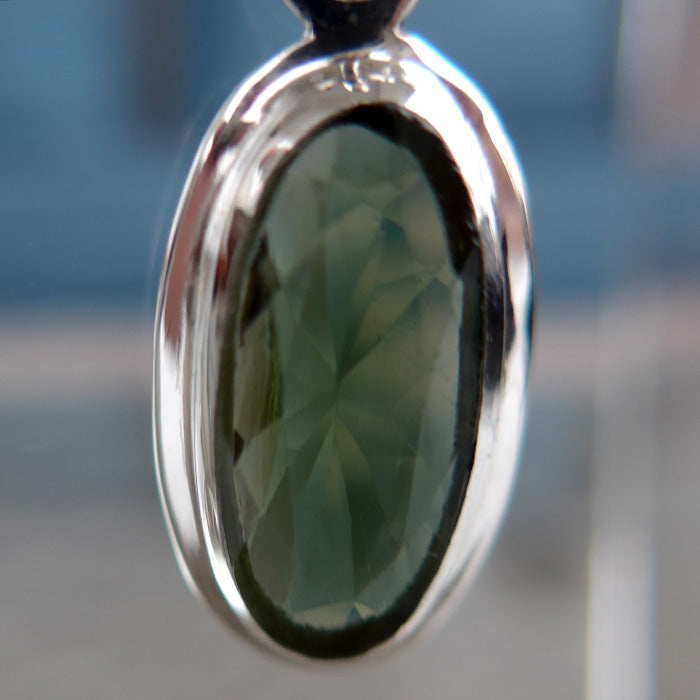 Price Plunge: Long Faceted Oval Moldavite Bezel Set Pendant