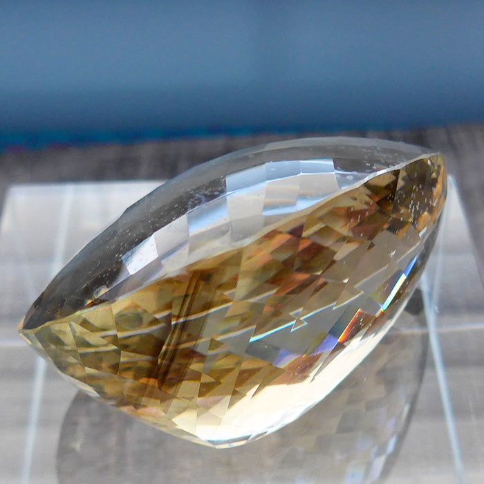 Massive Citrine Checkerboard Faceted Pear Shaped Gemstone