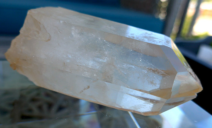 Golden Lemurian Self Healed Twin Window Wand