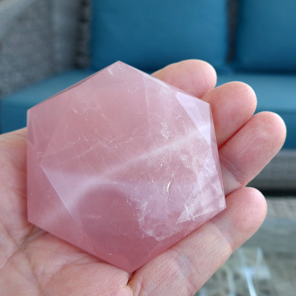 Hexagonal Rose Quartz Meditation Stone