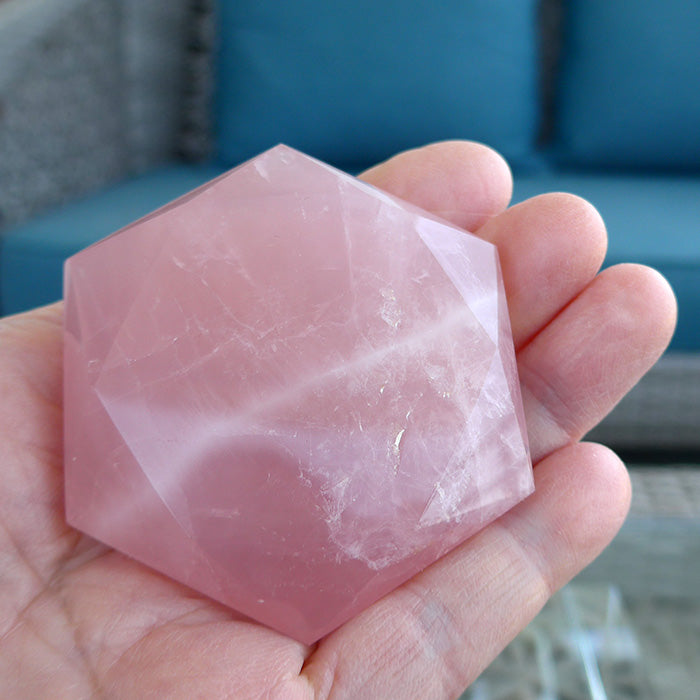 Hexagonal Rose Quartz Meditation Stone