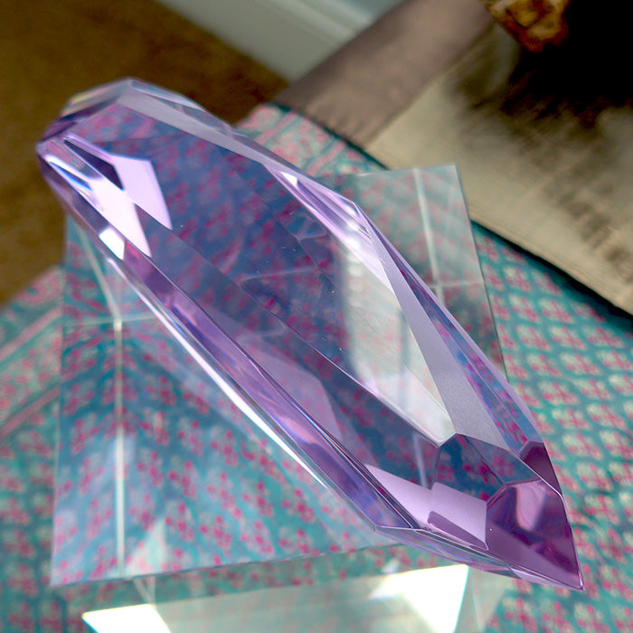 2X PRICE DROP: Gorgeous Trichoic Lavender Quartz Unconditional Love Energy Wand by Kings Amao