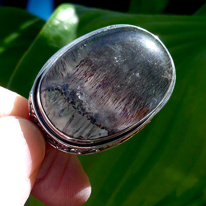 Large Oval Espiritu Santo Rutilated Amethyst Pendant