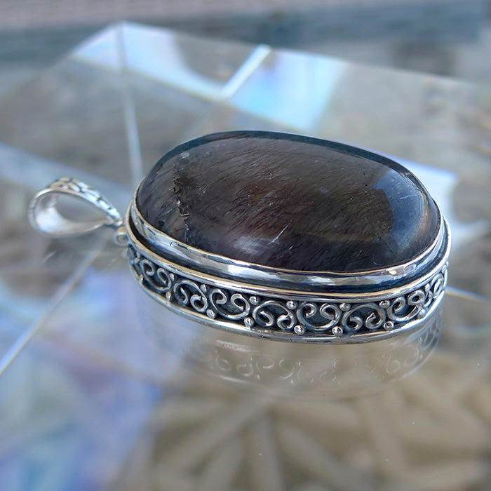 Large Oval Espiritu Santo Rutilated Amethyst Pendant