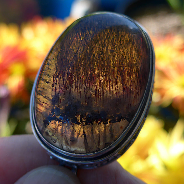 Large Oval Espiritu Santo Rutilated Amethyst Pendant