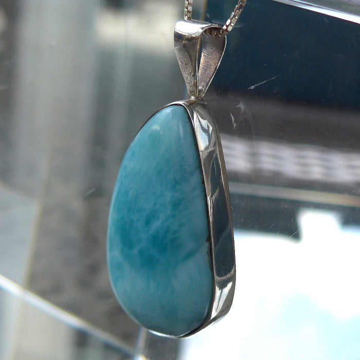 Exquisite Larimar Teardrop Pendant