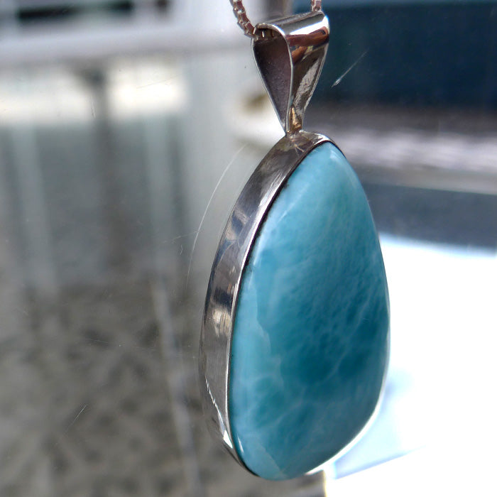 Exquisite Larimar Teardrop Pendant