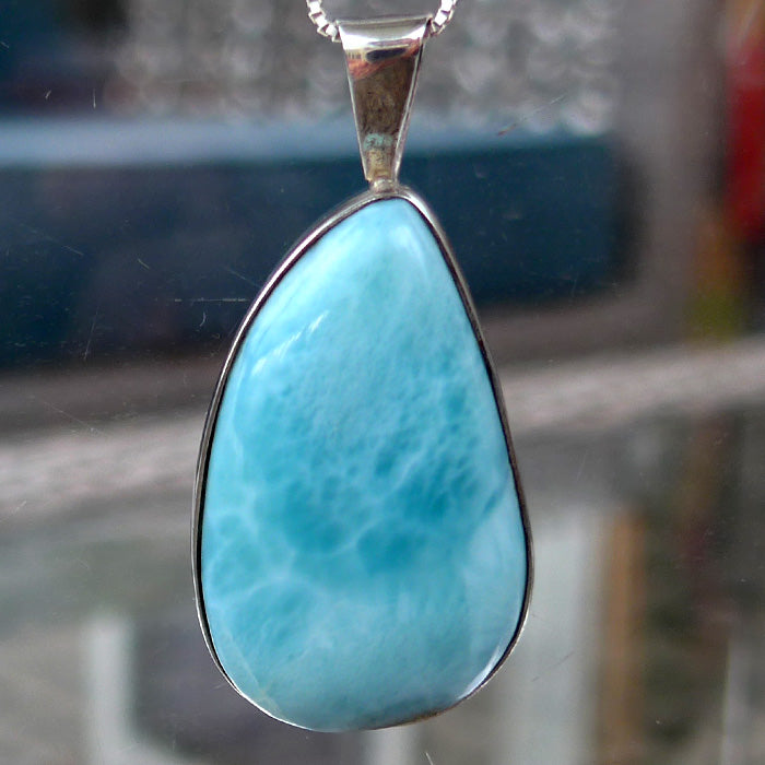 Exquisite Larimar Teardrop Pendant