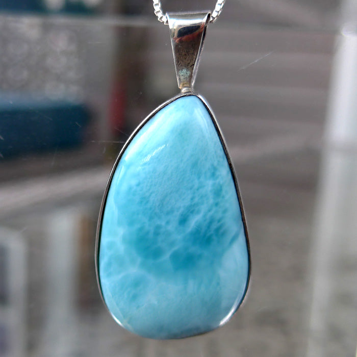 Exquisite Larimar Teardrop Pendant