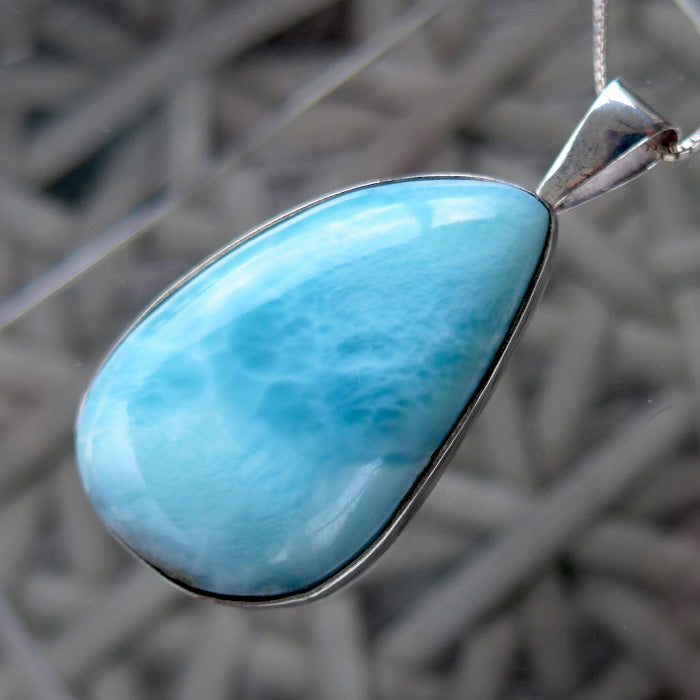 Exquisite Larimar Teardrop Pendant