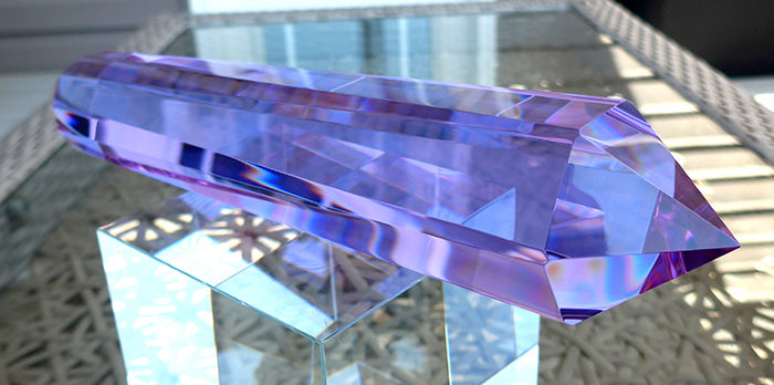 Super Size 6/12 Sided Trichroic Lavender Quartz Vogel Wand by Kings Amao
