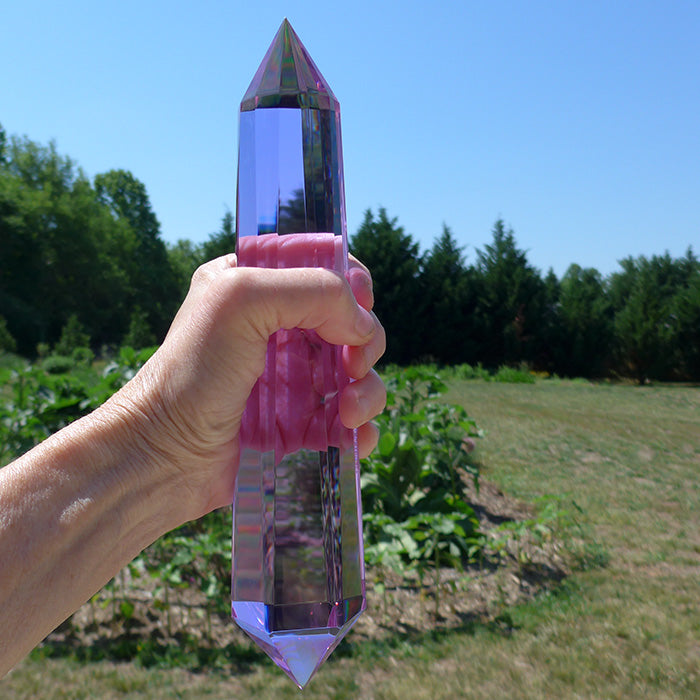 Super Size 6/12 Sided Trichroic Lavender Quartz Vogel Wand by Kings Amao