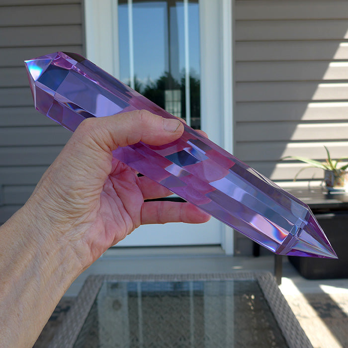 Super Size 6/12 Sided Trichroic Lavender Quartz Vogel Wand by Kings Amao