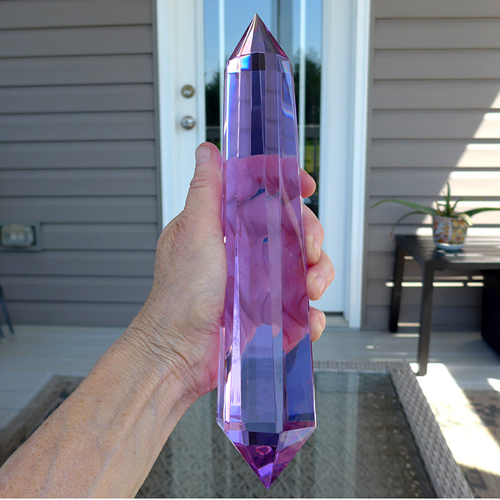 Super Size 6/12 Sided Trichroic Lavender Quartz Vogel Wand by Kings Amao