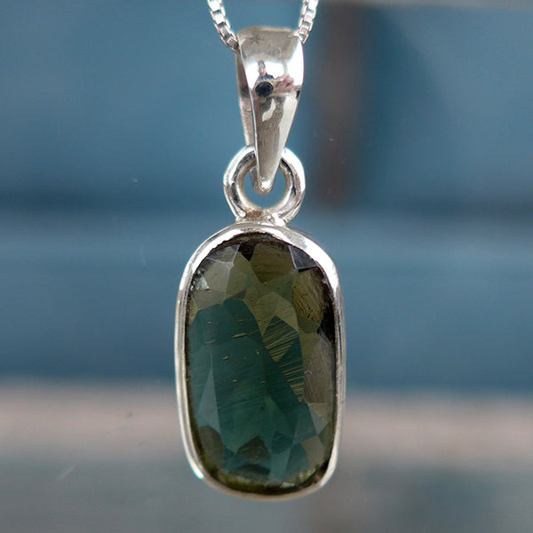 PRICE DROP: Lovely Faceted Oval Moldavite Bezel Set Pendant