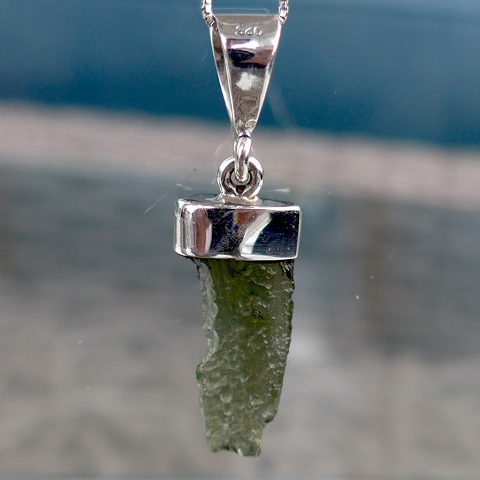 Capped Sterling Silver Moldavite Amulet