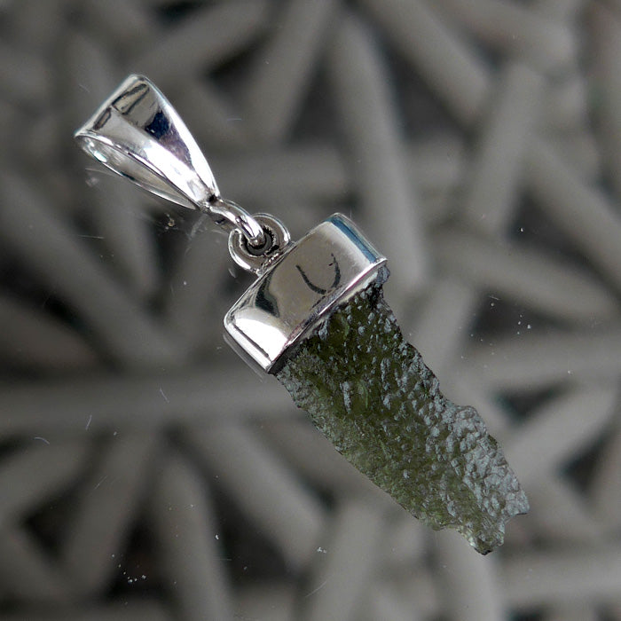 Capped Sterling Silver Moldavite Amulet