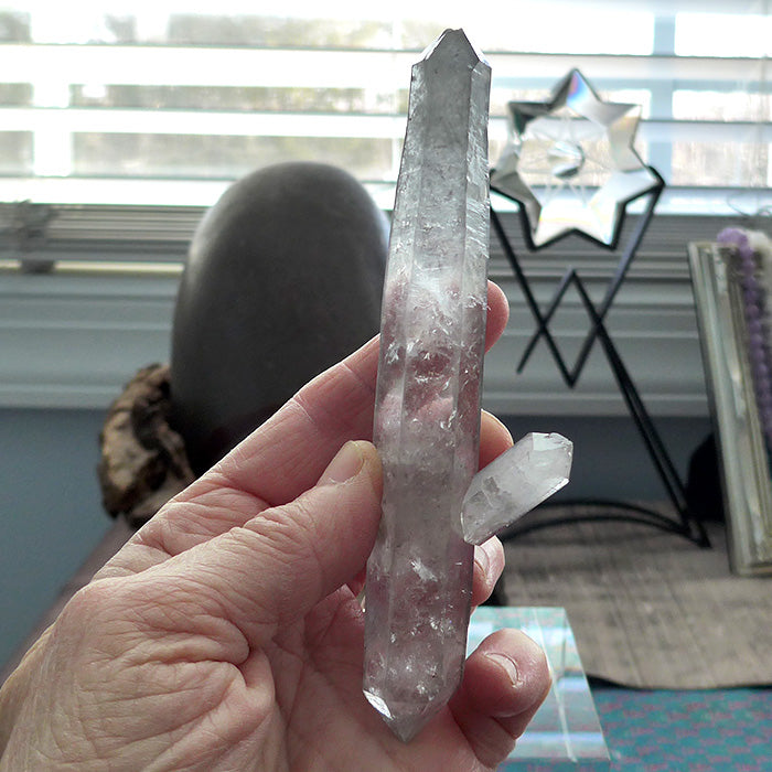 Fat Tibetan Quartz DT Wand with Huge Bridge Crystal