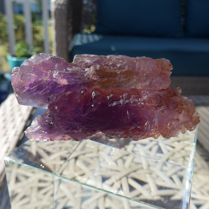 Large Multi Terminated Twin Rainbow Ametrine Wand