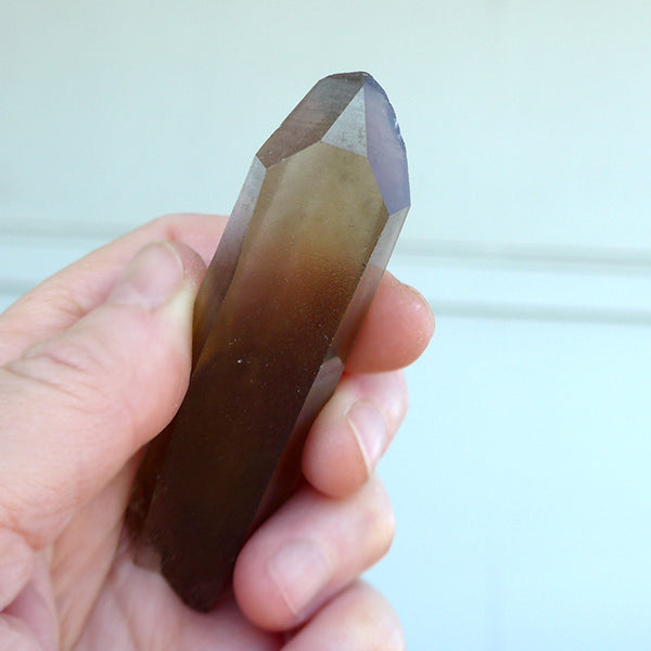 Smoky Citrine Lemurian Wand with Anatase