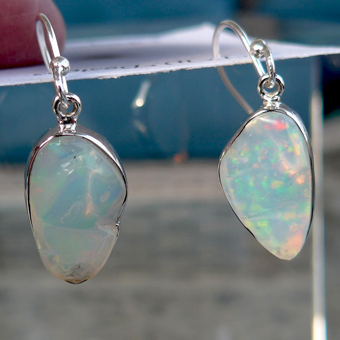 Organic Curved Opal Hanging Earrings