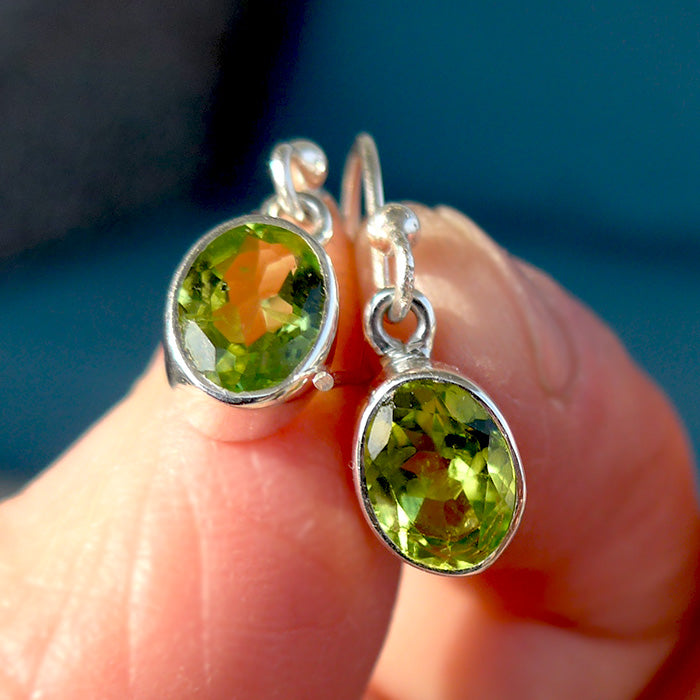 Oval Peridot Hanging Earrings