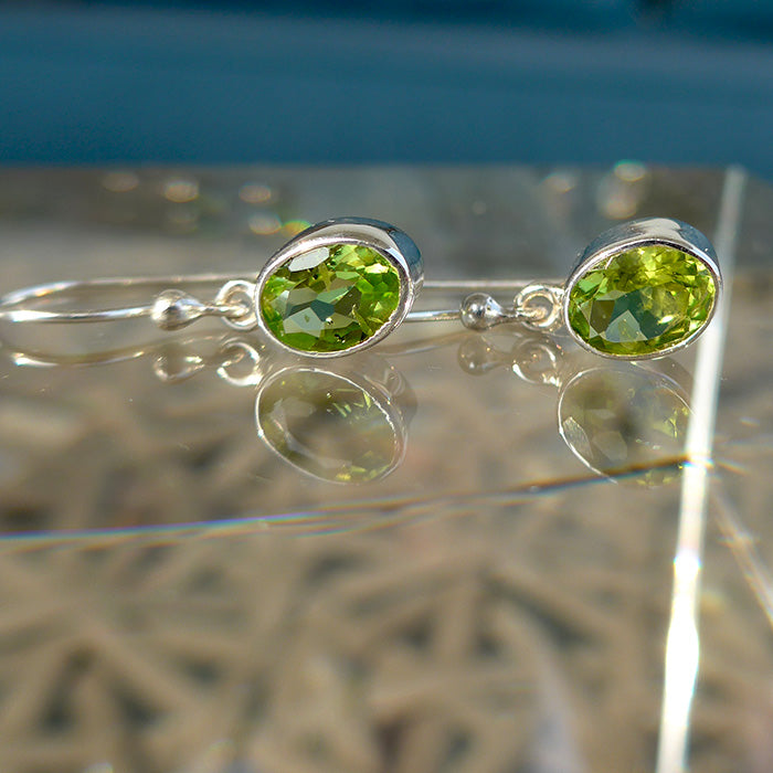 Oval Peridot Hanging Earrings