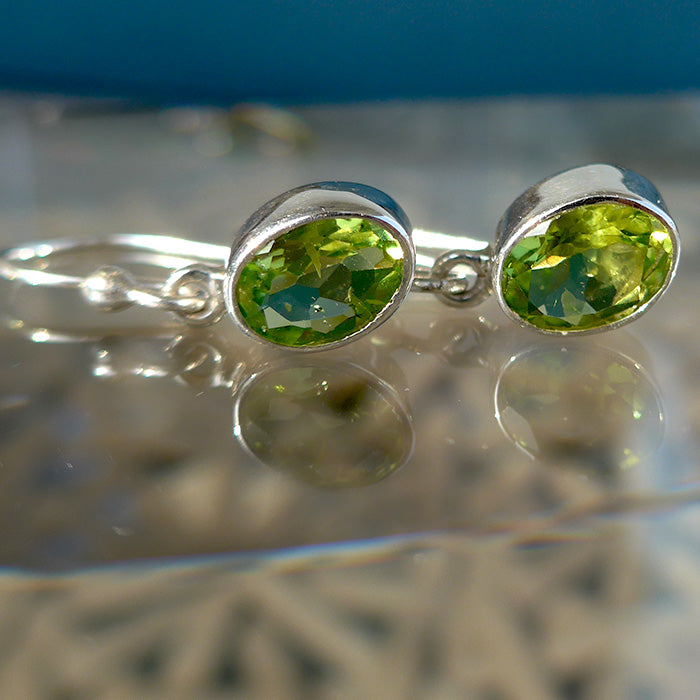 Oval Peridot Hanging Earrings