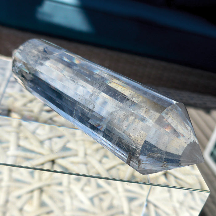 24 Facet Phantom Rainbow Himalayan Quartz Vogel Wand by David Zhuang