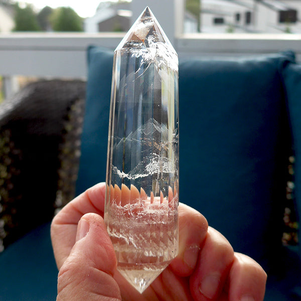 24 Facet Phantom Rainbow Himalayan Quartz Vogel Wand by David Zhuang