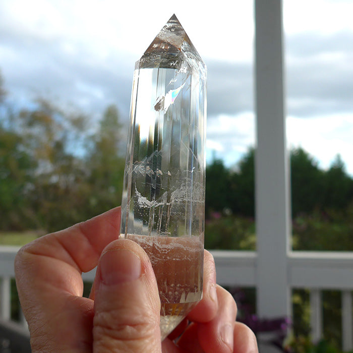 24 Facet Phantom Rainbow Himalayan Quartz Vogel Wand by David Zhuang