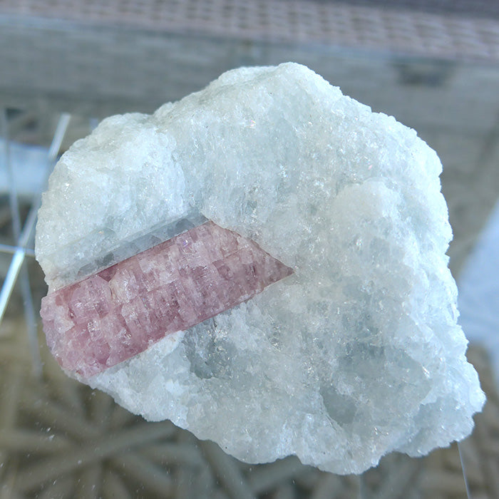 Pink Tourmaline in Aquamarine Blue Matrix