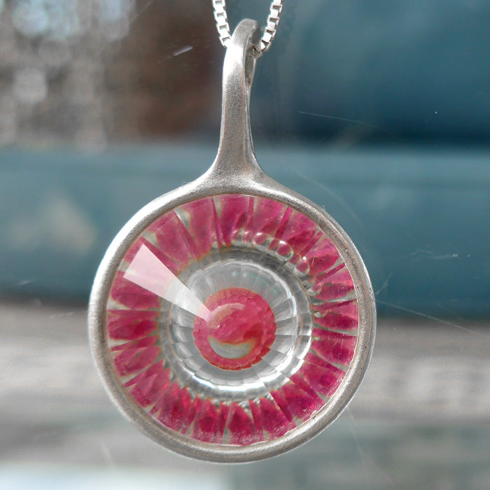 Pink Sapphire Wheel of Light Pendant by Brian Cook
