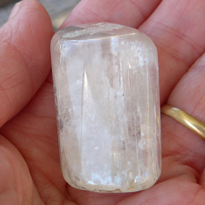 Polished Chatoyant Pale Yellow Kunzite Nugget